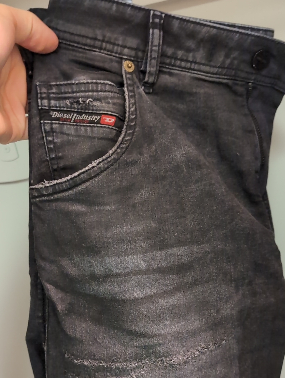 Diesel Krooley Men's Washed Black Slim Jeans